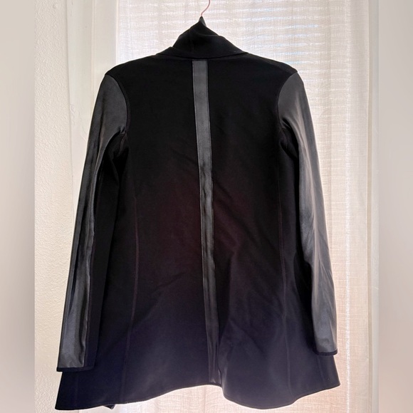 Spanx Drape Front Jacket in Very Black; Mixed Fabric - Picture 6 of 10